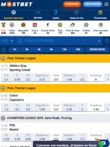 Apuestas deportivas en Mostbet Peru